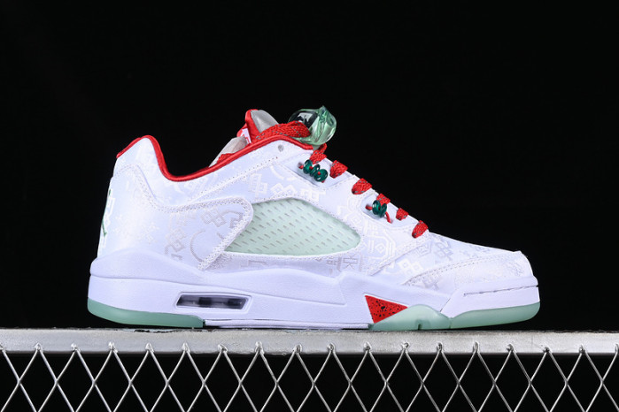 air jordan 5 low white/green/red/grey 1551183