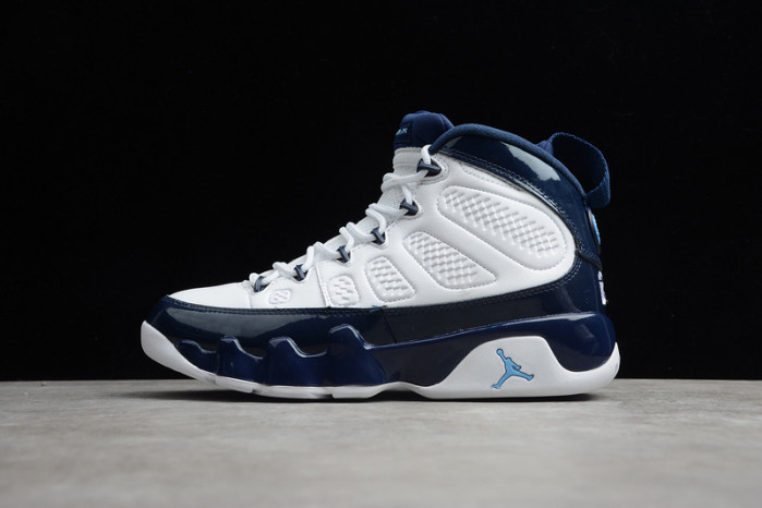 air jordan 9 unc white/university blue-midnight navy 302370-145