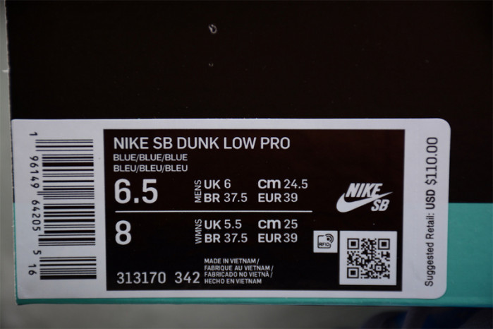 nike dunk sb low blue lobster 313170-342