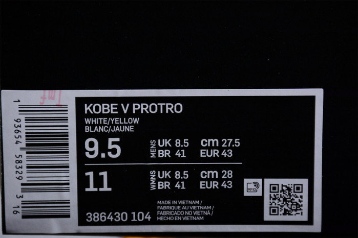 nike kobe zoom v summite white black yellow 386430 104