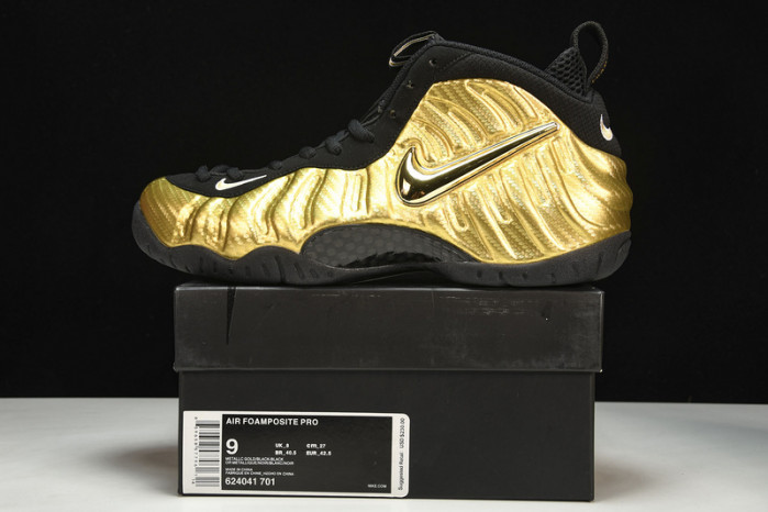 air foamposite pro “metallic gold” black mens 624041-701