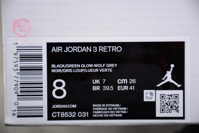 air jordan 3 “green glow” ct8532-031