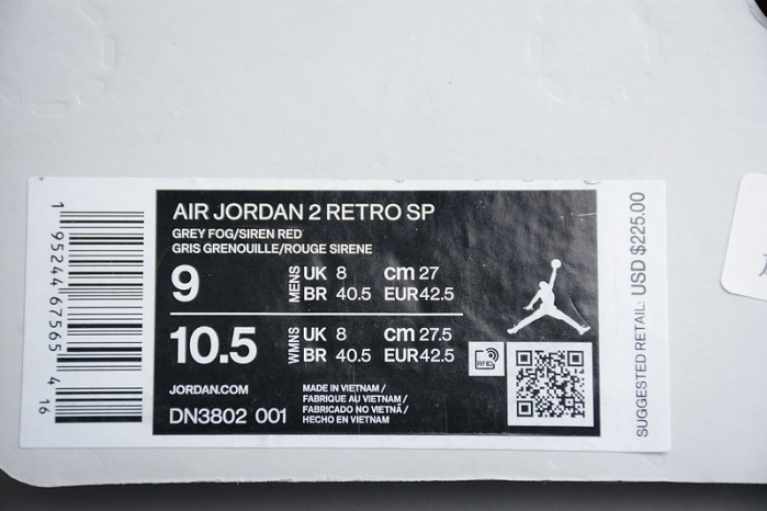 union x air jordan 2 “grey fog” dn3802-001