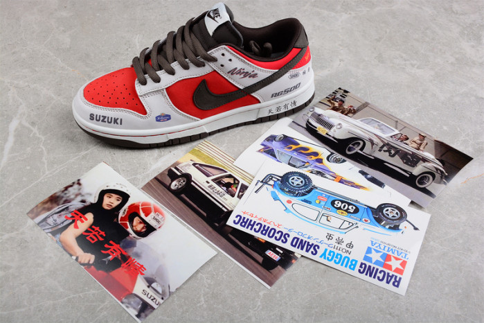 nike dunk low suziki sail red coffee re500-666
